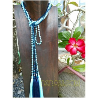 single strand long seed beads tassels necklaces crystal